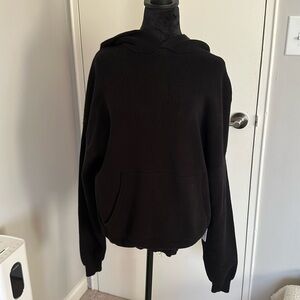 Alo - Oversized Heavyweight Black Knit Hooded Sweater